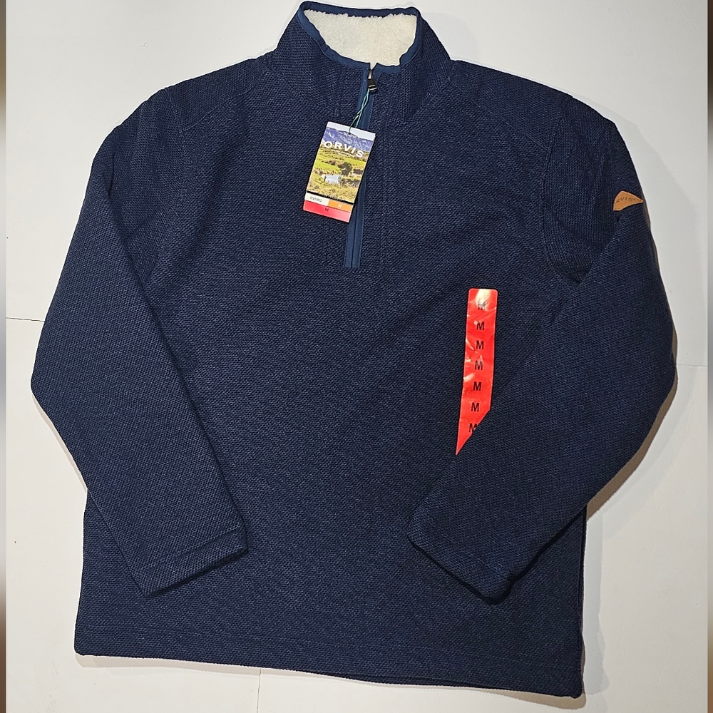 Orvis Men's Fleece Sherpa Lined Quarter Zip Pullover Sweater Size M